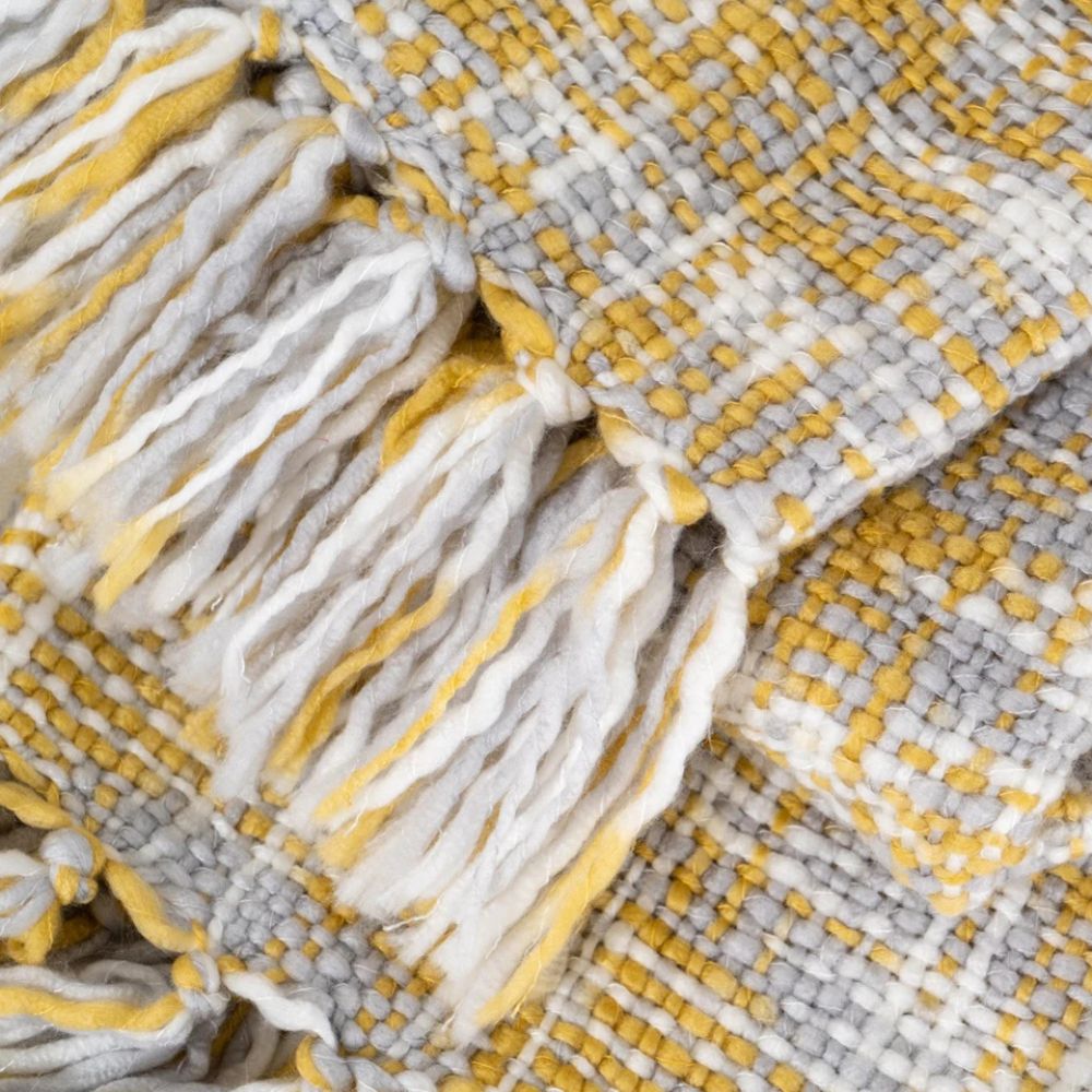 plaid canapé jaune et gris