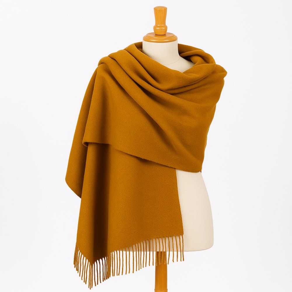 Écharpe hiver made in France de couleur moutarde