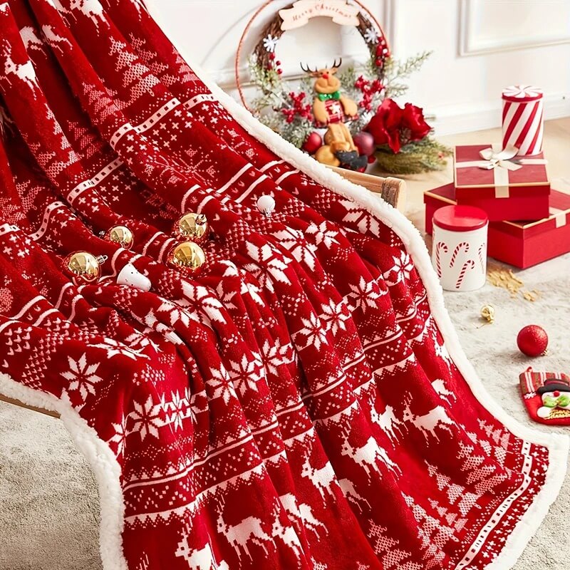 Plaid De Noël En Flanelle - Motifs Flocons De Neige, 100x70 Cm, Chaud Et Doux Pour Canapé, Lit, Voiture
