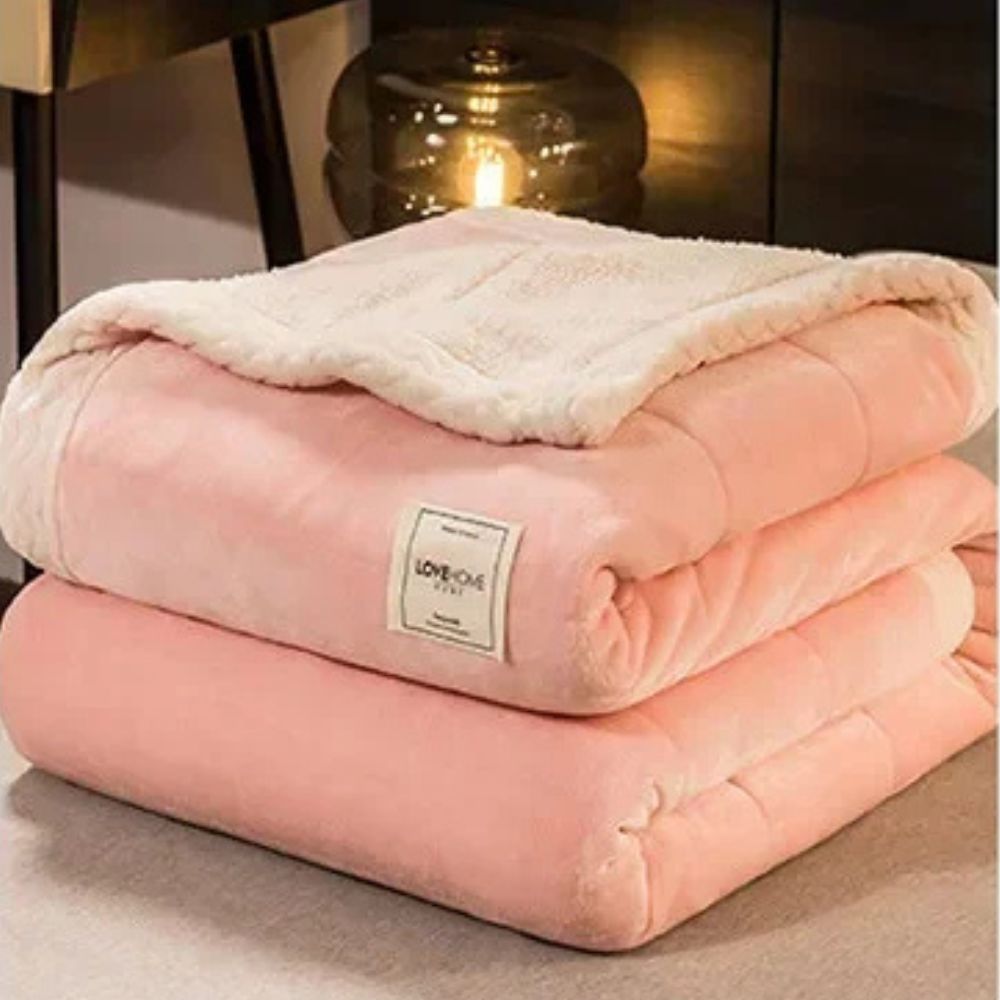 plaid doux rose poudré