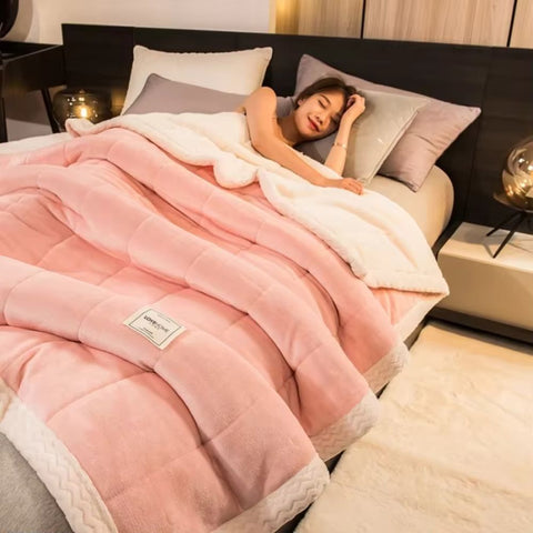 plaid doux rose poudré