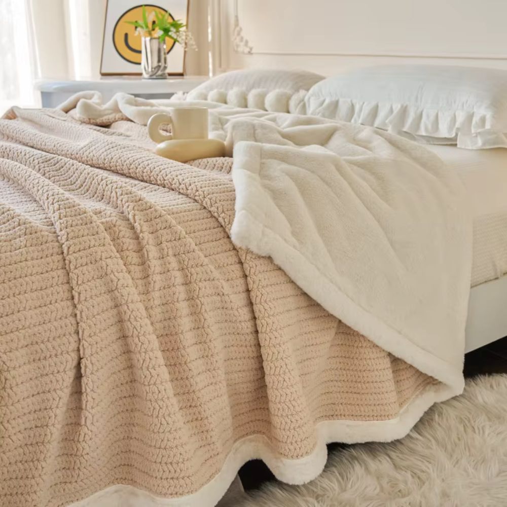 Plaid fourré beige