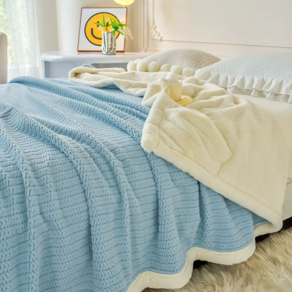 Plaid fourré bleu pastel
