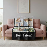 plaid personnalisé 3 photos sur canapé