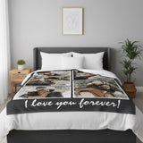 Plaid texte personnalisé sur un lit