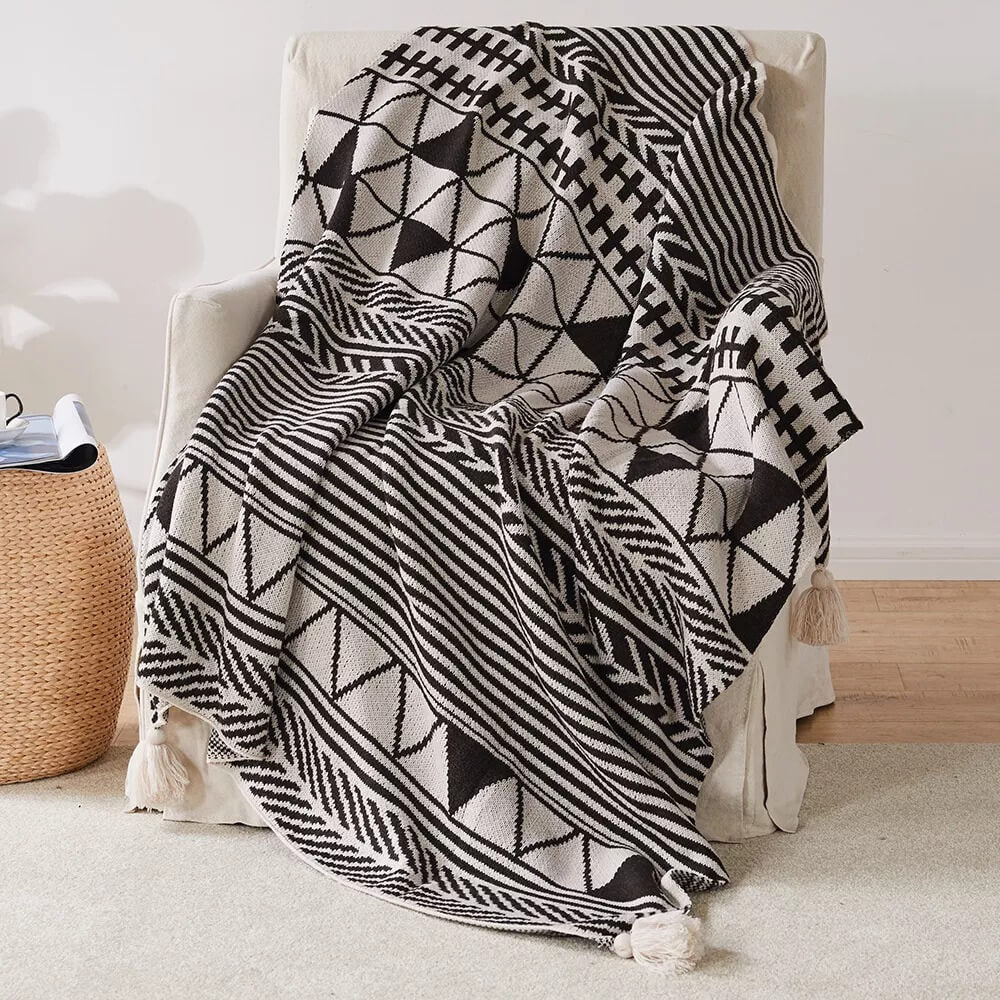 Plaid ethnique noir et blanc